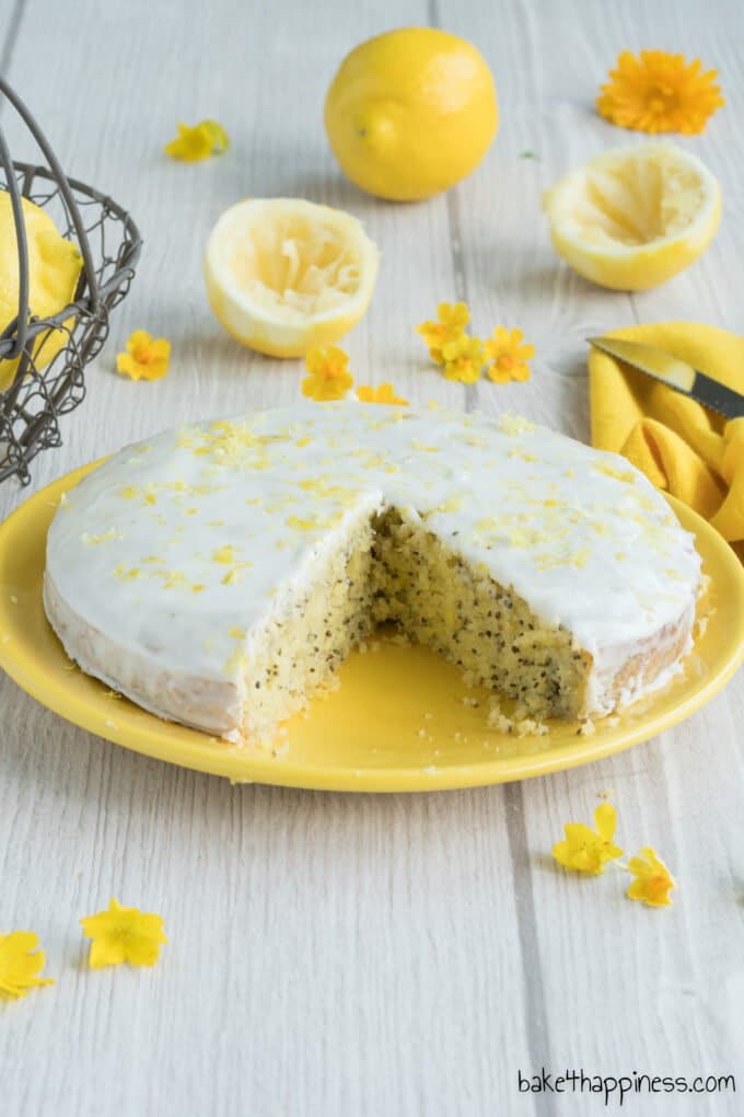 Moist lemon poppy seed cake | Baking for Happiness