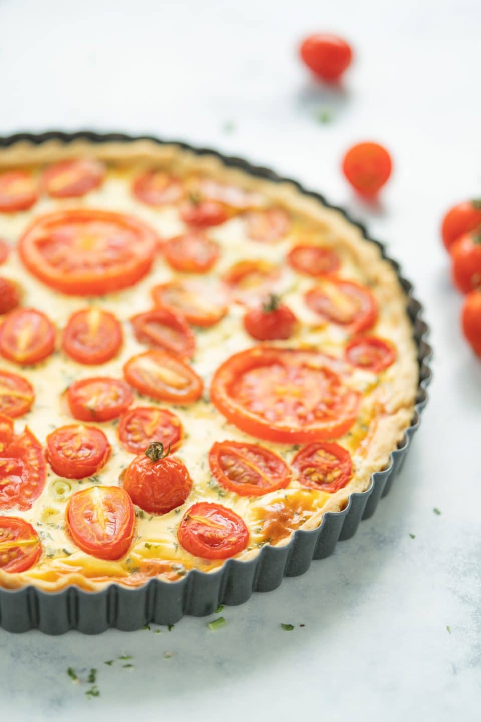 Easy Tomato Quiche Recipe | Baking For Happiness