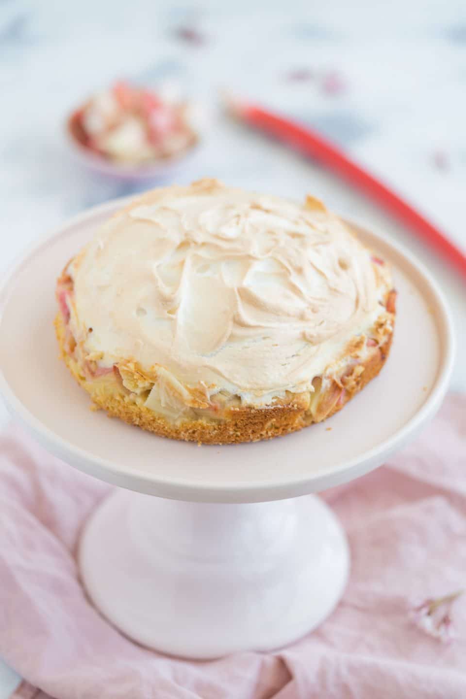 Rhubarb Cake With Meringue Topping Baking For Happiness