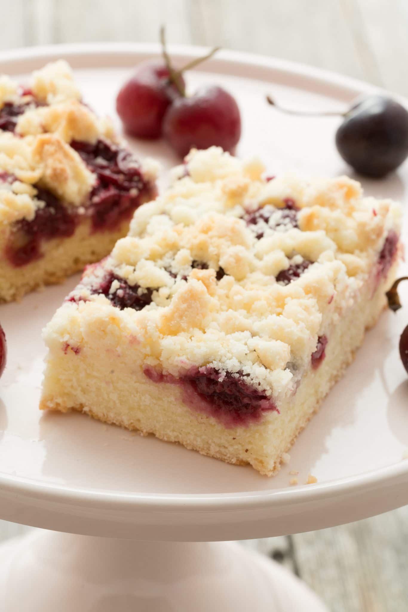 Homemade Cherry Cake with Crumbles