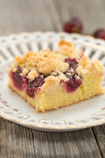 Homemade Cherry Cake with Crumbles