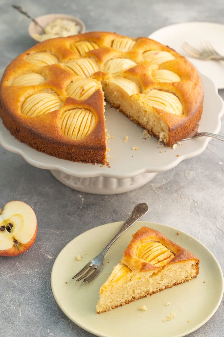 apple cake with piece