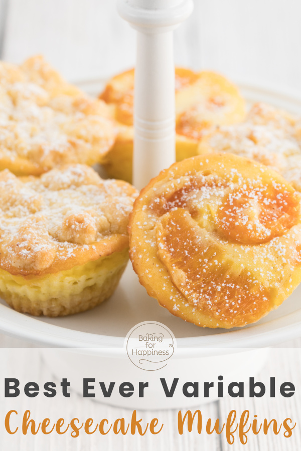 Delicious cheesecake muffins with tangerines, crumbles or chocolate. The easy cheesecake muffins are crispy, creamy and soo delicious!