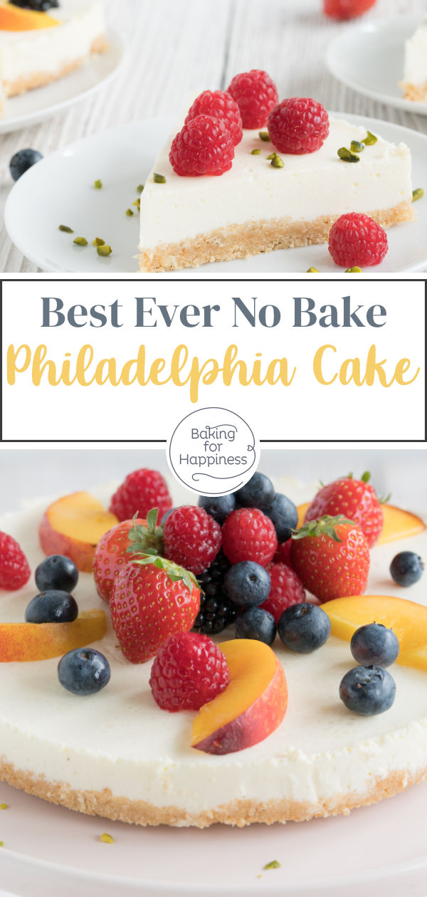 Basic recipe for the classic Philadelphia cake without baking. Creamy, crispy and refreshing. Make it right away!